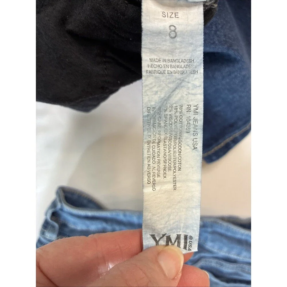 YMI Girls Blue Denim Jean Skirts Size 8 Distressed Lot/2 Stretchy 12